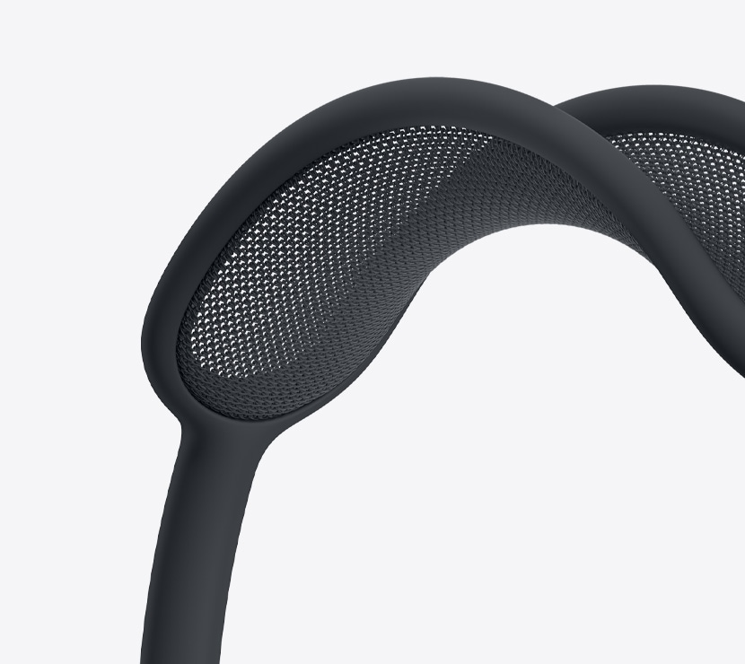 AirPods Max 2 headphones, midnight color, detail of mesh canopy
